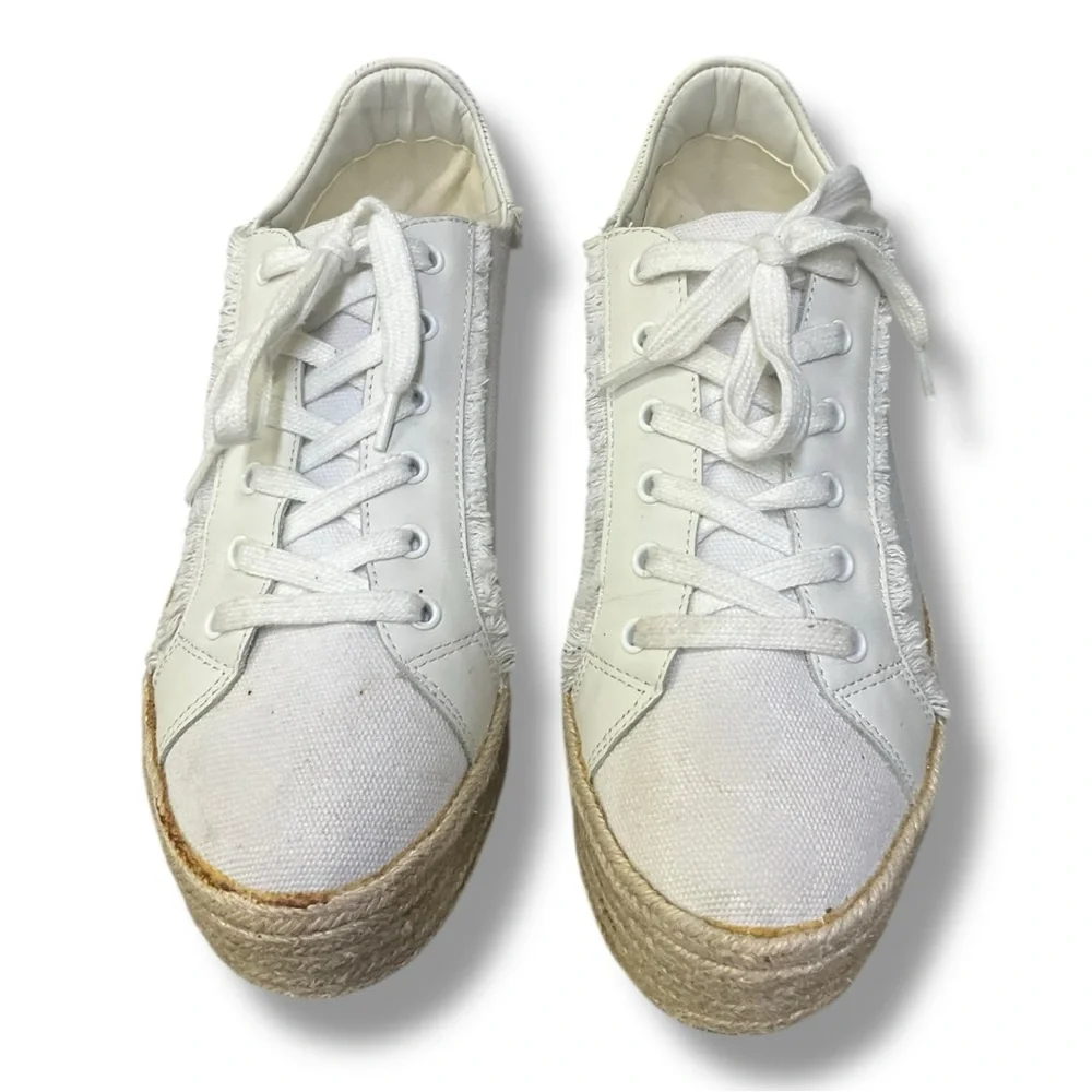 👟 KARL LAGERFELD Paris‎ White Canvas Platform Espadrille Sneakers Size 10